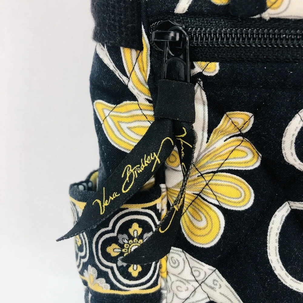 Vera Bradley Messenger Laptop Computer Bag Purse Tote Retired Black Yellow Bird